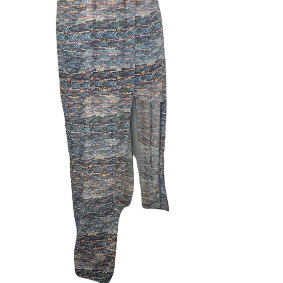 Lush Step Hem Asymmetrical Maxi Dress - Blue/Multi Abstract Print, Size XS - Picture 3 of 8